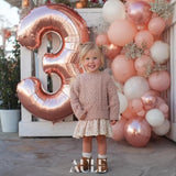 40-Inch Big Rose Gold Number 3 Foil Helium Balloon Jumbo Birthday Anniversary Decor