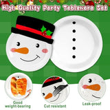 75 Pcs Christmas Snowman Paper Plates and Napkins for Holiday and New Year Parties