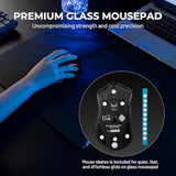 Xvx Black Glass Mousepad 4.0, Hard Mouse Pad For Gaming, Ultra-Smooth Micro-Etched Surface Mouse Mat With Non-Slip Rubber Base(410Mm*310Mm)