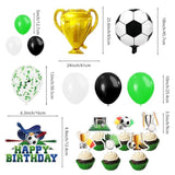 Soccer Birthday Party Decorations?Soccer Party Decorations?Soccer Decorations For Party?Include Balloon Arch,Backdrop, Cake Toppers?Tableware, Tablecloth