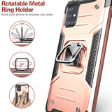 Galaxy A71 5G Case with Screen Protector, Shockproof Drop Test Slim Fit Case with Car Mount Kickstand Lightweight Protective Cover for Galaxy A71 5G, Rose Gold