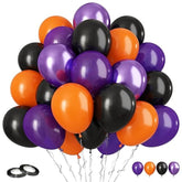 60Pc Halloween Balloons – 12" Black Orange Purple Metallic Latex Party Decor