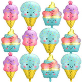 12Pcs Large Ice Cream Balloons Foil Balloons Set Giant Ice Cream Party Decorations For Baby Shower Summer Beach Hawaii Luau Birthday Party Decorations