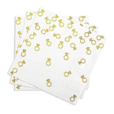 100 Pack 6.3X6.3 Inch Gold Diamond Ring Napkins - 2-Ply Cocktail Napkins Bar Napkins Disposable Party Napkins Paper Napkins Dinner For Bridal Shower Engagement Party Party Decor Valentines Day