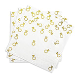 100 Pack 6.3X6.3 Inch Gold Diamond Ring Napkins - 2-Ply Cocktail Napkins Bar Napkins Disposable Party Napkins Paper Napkins Dinner For Bridal Shower Engagement Party Party Decor Valentines Day