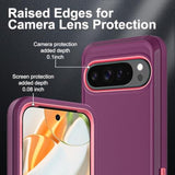 For Google Pixel 10 Pro Case, Military Grade 3 In 1 Heavy Duty Shockproof/Drop Proof/Dust Proof Case With 2Pcs Tempered Glass Screen Protector & Camera Lens Protector (Purple/Pink)