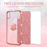 For 6.7-Inch Motorola Moto Edge 5G 2025 Phone Case Girls Women Cute Glitter Luxury Soft Silicone Clear Case With Ring Stand Strap Lanyard Shockproof Protection Cover - Rose Gold