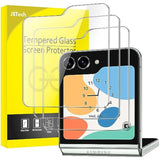 JETech Front Screen Protector for Samsung Galaxy Z Flip 5, 9H Tempered Glass Film, Anti-Scratch, HD Clear, 3-Pack