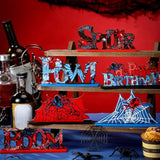 6 Pcs Spider Birthday Party Decorations Spider Wooden Table Decorations Happy Birthday Table Centerpiece Sign For Boy