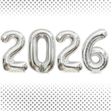 40-Inch Silver Number 2026 Foil Balloons for New Year Party Decor