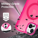 Magnetic For 15 Plus Case, 15Plus Phone Case Compatible With Magsafe, Translucent Matte Protective Cover Shockproof Women Girl Cute Case For 15Plus 6.7", Hot Pink