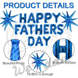 Fathers Day Balloons Blue Happy Fathers Day Balloon Banner Black Bow Tie Blue Star Necktie Balloons for Happy Father's Day Themed Party Supplies Decorations Balloon Set-19 Pcs