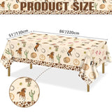 Cowboy Tablecloth - 4 Pcs Wild Western Print Tablecloths Cowboy Party Decorations For Rodeo Birthday Supplies Baby Shower Western Party Decorations