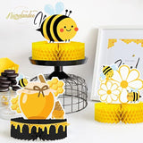 9-Piece Bumble Honeycomb Centerpieces - Table Decorations For Birthday Party, Baby Shower, Gender Reveal Party Supplies