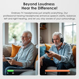 2.4G Digital TV Wireless Headphones with Spare Battery for Seniors, Dialog Clarity Wireless Headphones for TV Watching with Tone & Balance Control,