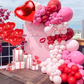 156Pcs Valentine'S Day Balloon Garland Arch Kit Pink Red Rose Red Heart Foil Balloons 18" 12" 10" 5" For Valentine'S Day Mother'S Day Wedding Engagement Anniversary Party Supplies