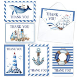 Cruise Staff Thank You Cards Set With Stickers Envelopes 24 Pack Blue Nautical Thank You Note Cards For Express Thanks To Ship Staff Birthday Baby Shower Party, 4 X 6 Inch
