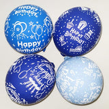 52pcs Blue Birthday Balloons with Party Prints – Decorations for Kids’ Parties