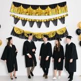 Black Gold Party Decorations 6pcs 6ft Metallic Fringe Tassel Banner Set