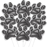 9-pc grey paw print foil balloons, 28x26", for puppy-themed birthday and baby shower décor