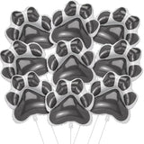 9-pc grey paw print foil balloons, 28x26", for puppy-themed birthday and baby shower décor