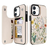 Flip Leather Wallet Case Card Holder For Iphone 11 Women And Girls With Card Holder Kickstand Marble Design Compatible With Iphone 11 6.1 Inch (Desert Flowers)