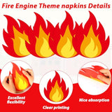 100Pcs Firetruck Birthday Party Plates And Fire Shaped Napkins Fireman Party Supplies Firefighter Disposable Paper Dinnerware Firetruck Tableware Set For Flame Birthday Baby Shower Decor