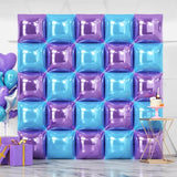 25PCS Light Purple and Pearl Blue Square Foil Balloons Wall Backdrop