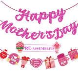 Happy Mothers Day Banner Glitter,NOT NEED DIY,Mothers Day Decorations,Mother's Day Decoration Banners Backdrop Sign for Home/Outdoor/Party supplies Decor Background