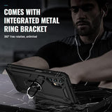 For Galaxy A13 4G Case, Samsung A13 4G Case With Hd Screen Protector, Military-Grade Ring Holder Kickstand Car Mount 15Ft Drop Tested Shockproof Cover Phone Case For Samsung Galaxy A13 4G, Black