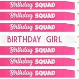 7 Pcs Birthday Girl Sash And Squad Sashes Set, Birthday Girl Sash Funny Party Favors Decorations For Women Sweet 16 18Th 21St 25Th 30Th 40Th 50Th Or Other Bday(White+Hot Pink)