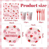 Strawberry Birthday Decorations For Girls, Berry First Birthday Plates And Napkins With Cups Forks And Knives Berry First Birthdays Decor Strawberry Party Decorations For Fruit Theme Party, Serve 24