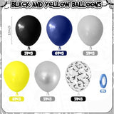 Black And Yellow Balloons, Bat Theme Balloons Birthday Decorations, Navy Blue Yellow Black Silver Balloon City?Style Balloon Party Decorations For Men Kids Boys Birthday Party Supplies Decor