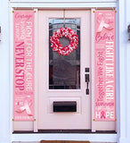 Breast Cancer Awareness Banner Decorations - Pink Ribbon Porch Sign Outdoor Indoor Party Supplies Ornaments