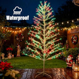 Christmas Tree With Light Outdoor,7.6Ft 540 Led Artificial Collapsible Birch Tree Lights With Remote Control Timer Rgb Lights For Christmas Decoration