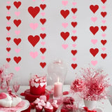 4 Pack Heart Garland For Paper Hearts Streamers Hanging Hearts Decorations For Valentines Galentines Birthday Bridal Shower Wedding Engagement Anniversary Decor (Red & Pink)