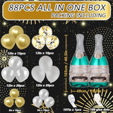 Champagne Bottle Balloon Garland Arch Kit Gold White Happy New Year 2026 Party