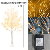 Lighted Tree, 6 Ft Birch Tree With Fairy Lights For Decoration Inside Outside, Birch Tree With 144 Led Lights For Christmas Holiday Wedding Home Room Decor, 2 Pack