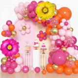 183Pcs Pink And Orange Balloons Garland Arch Kit With Hot Pink Gold Foil Flowers Balloons For Pink And Orange Party Decoration Summer Tropical Birthday Baby Shower Wedding