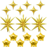 Gold Star Balloons 22" Foil & 10" 4-Pointed Pentagram for Party Decorations