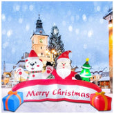 10 Ft Inflatable Merry Christmas Banner Sign With Santa Claus Polar Bear Christmas Tree, Outdoor Inflatable Decoration W