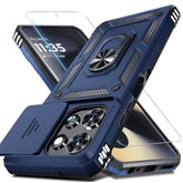 Compatible With Moto G Power 5G 2025 Case Built In Slide Camera Lens Cover+Screen Protector+Finger Ring Holder Kickstand,Heavy Duty Shockproof Full Body Protective Phone Cover,Blue