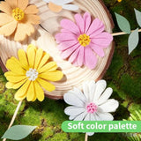 11 Pcs Daisy Party Decorations With Wooden Base, Felt Flower Daisy Centerpieces For Tables, Spring Wildflowers Theme For Wedding Baby Shower, Indoor Table Decor