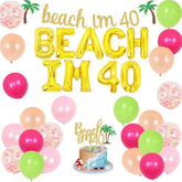 Beach 40th Birthday Decorations I'm 40 Banner Balloon Cake Topper Luau Supplies