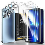 3 Pack Tempered Glass Screen Protector for iPhone 13 Pro Max with 3 Pack Camera Lens Protector, Case Friendly Easy Installation Clear Protective