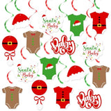 Christmas Santa Baby Hanging Swirls Festive Foil Ceiling Decor for NYE & Shower