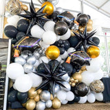 6Pcs Black Star Foil Balloons 22In Large Mylar Party Decorations for Birthday Graduation