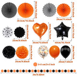 Black Orange Party Decorations Balloon Garland Paper Pompoms for Halloween Decor