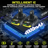 4.0Ah Battery Replacement For Ryobi 18V One+ Battery P102 P103 P104 P105 P107 18Volt Lithium Battery 2Packs