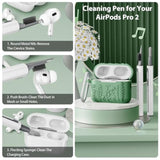 Airpod Pro 2Nd Generation Case, 3D Floral Embossed Soft Silicone Protective Cover With Cleaner Kit For Apple Airpods Pro 2Nd 1St Gen Case With Keychain (2023/2022), Green